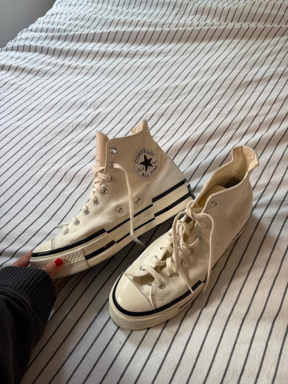 Men’s Converse High Top Sneakers - Cream with Black Trim (M11)